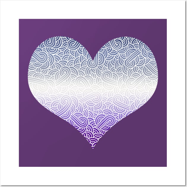 Ombré butch lesbian colours and white swirls doodles heart Wall Art by Savousepate